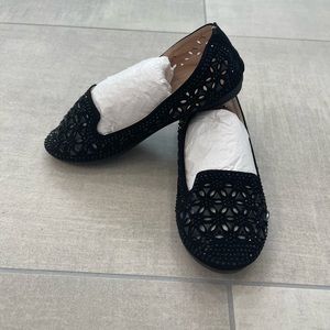 girl's kid's black Sparkle school dress slip on wedding shoes formal holiday